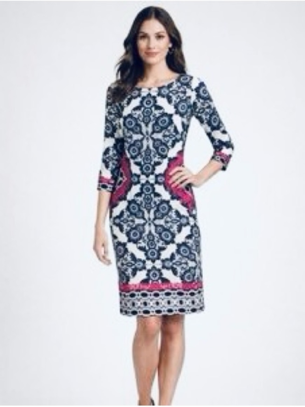 Eliza J Lace print sheath cocktail dress